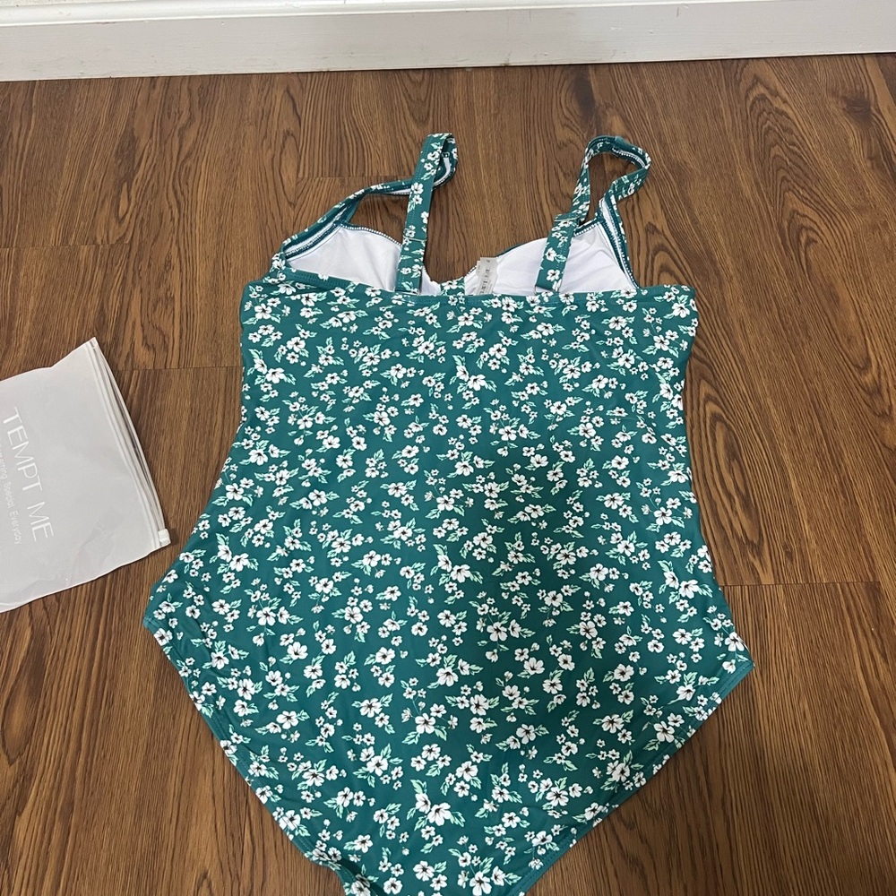NWT Tempt Me Green Floral One Piece Bathing Suit Size XL - Picture 5 of 5